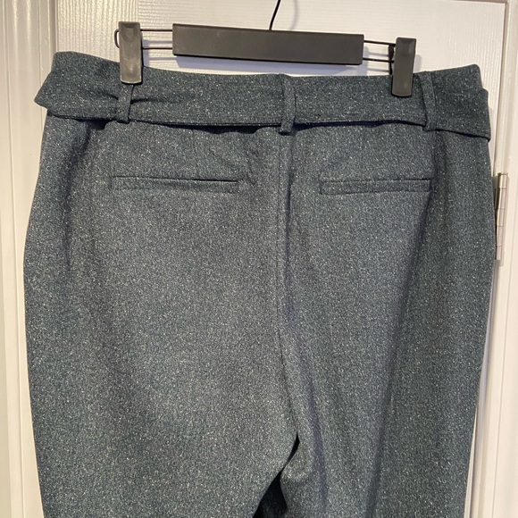 Loft Size 10 Julie Trouser Belted Blue Gray Wide Straight Leg Zip Up Stretch - Picture 8 of 15